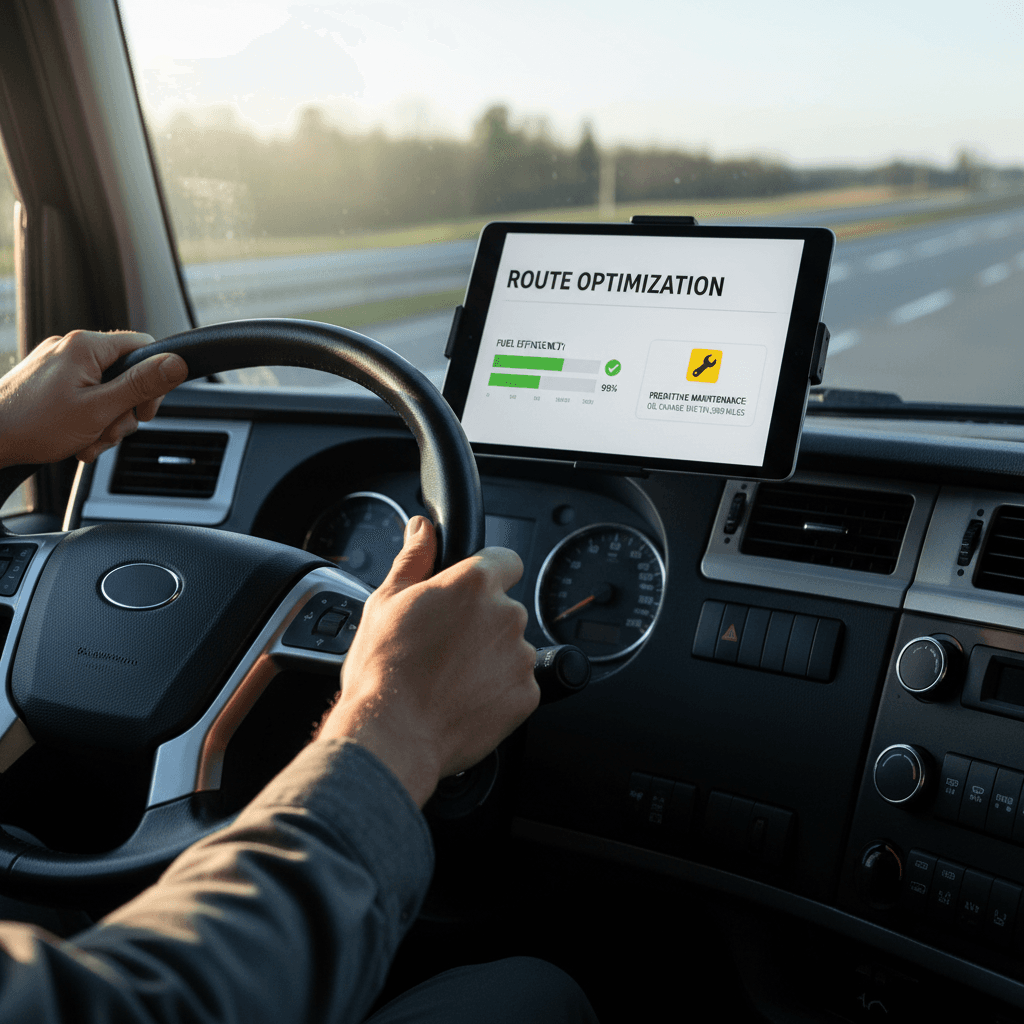 Motorista TVDE usando tablet com sistema de gestão de frotas